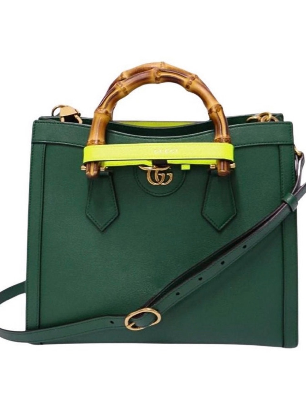 Gucci Diana MEDIUM Tote 2WAY Leather/Bamboo Green Authentic with STRAP & DUST